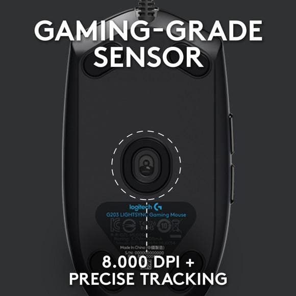 Logitech - G203 LIGHTSYNC Gaming Mus Svart