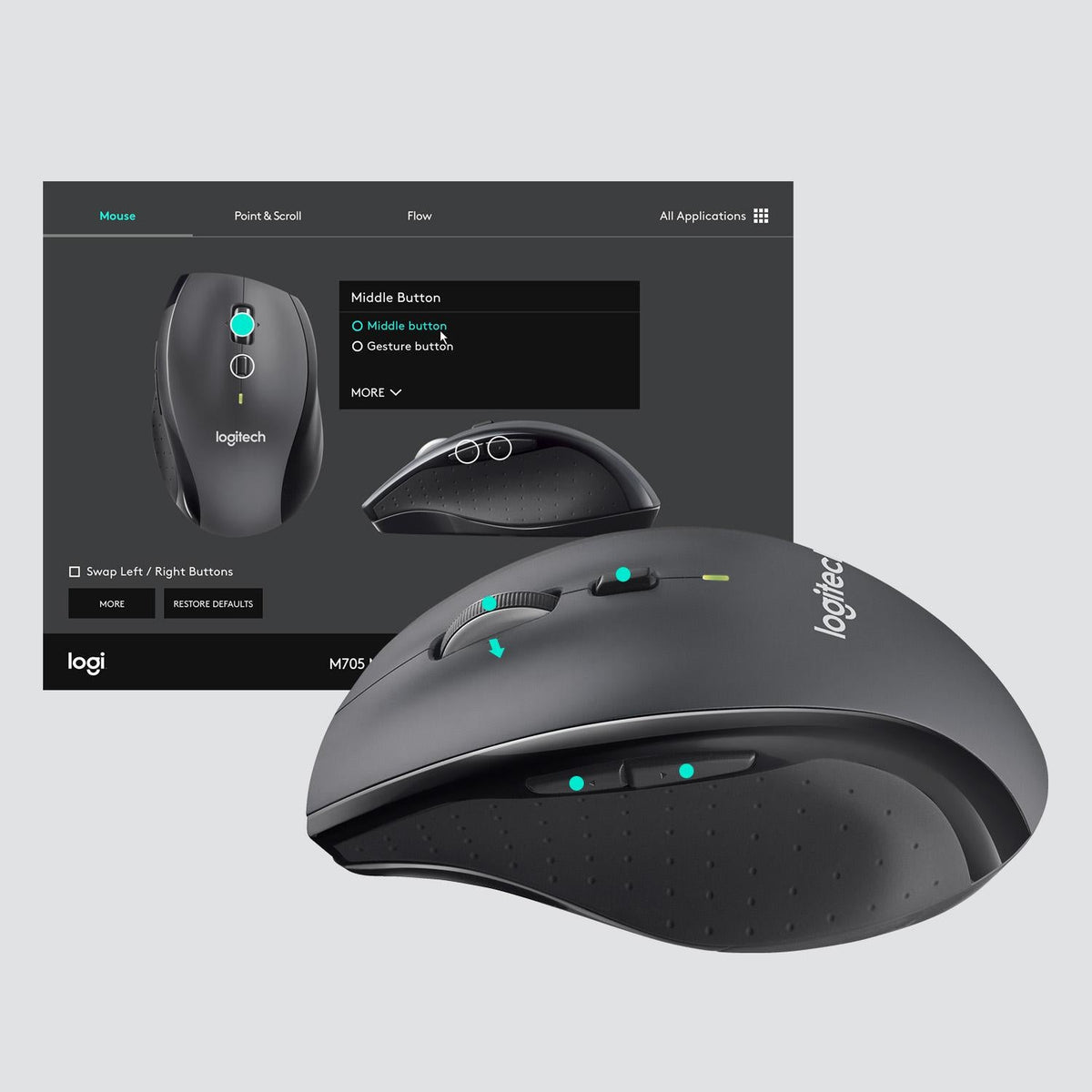 Logitech - Marathon M705 Wireless mouse CHARCOAL Logitech