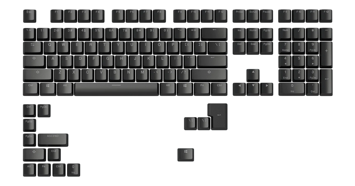 Glorious ABS Keycaps - 105 Key-spots, Svart, NOR-Layout