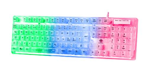 Deltaco - DK250 Membrane Keyboard - Transparent - Regnbågs LED