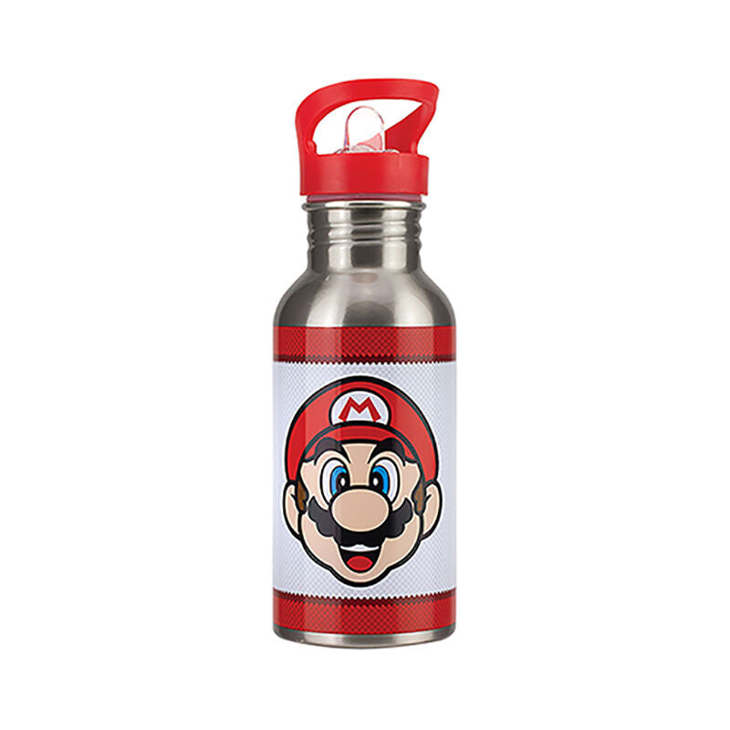 Super Mario Metall Vattenflaska Med Sugrör 500 Ml