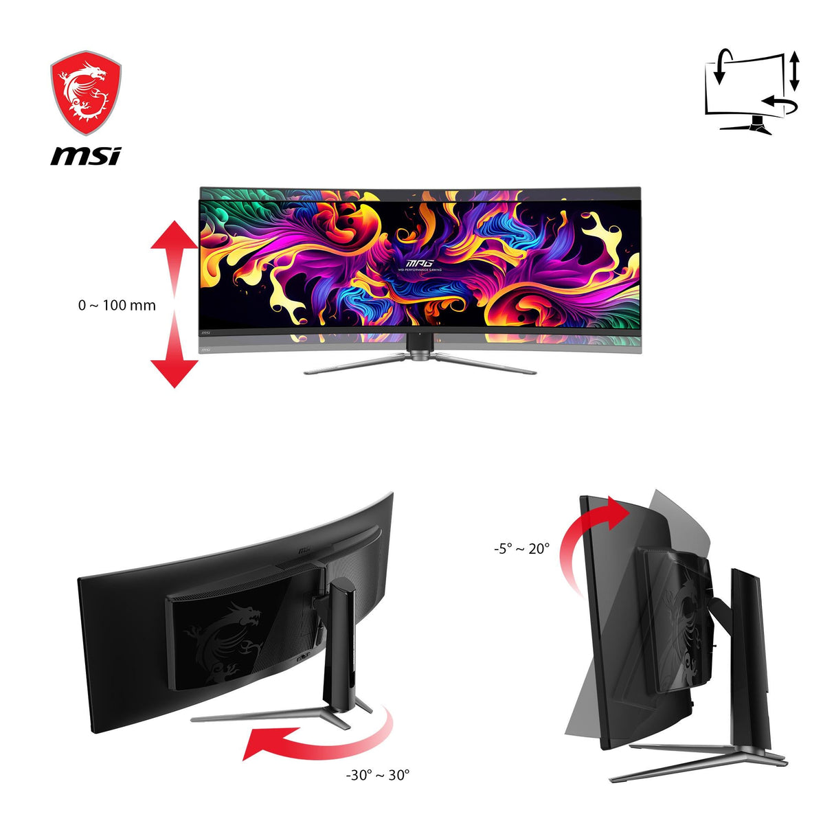 MSI MPG 491CQPDE QD-OLED 49 5120 X 1440 (UltraWide) HDMI DisplayPort USB-C 144Hz
