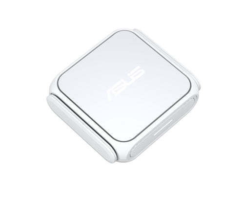 Hvid ASUS RT-BE58 Go rejserouter – set ovenfra med foldede antenner