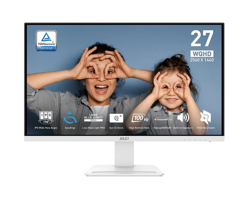 MSI PRO MP273QWDE E2 – 27″ skærm, 2560 × 1440, 100 Hz, hvid – skærmens egenskaber
