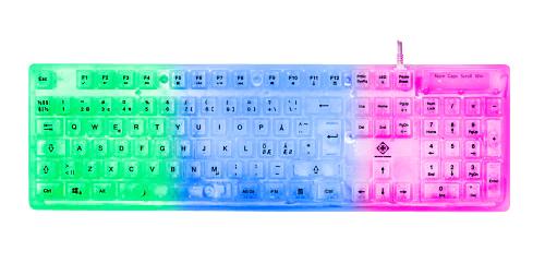 Deltaco - DK250 Membrane Keyboard - Transparent - Regnbågs LED
