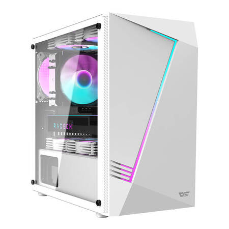 Datorfodral Aigo AL390 + RGB-fläkt (vit)