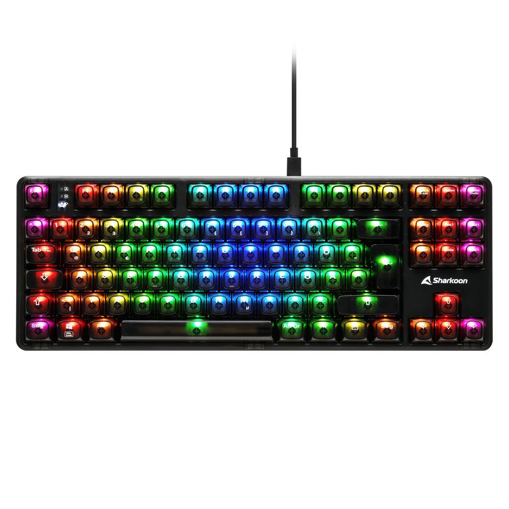 Sharkoon Crystal Shark tastatur – sort, KTT, tysk layout