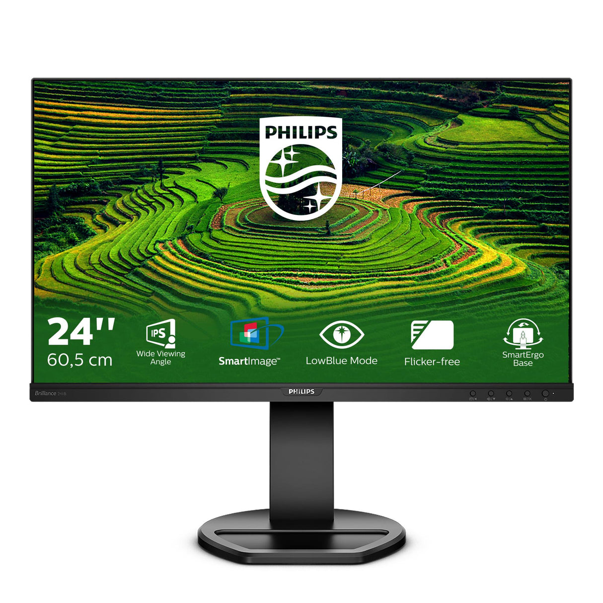 Philips B Line 241B8QJEB 24 1920 X 1080 (Full HD) DVI VGA (HD-15) HDMI DisplayPort 75 Hz Pivot Monitor