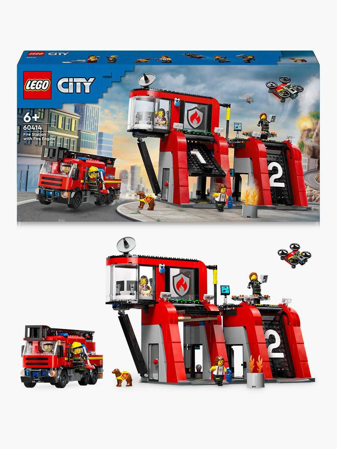LEGO 60414 City Brandstation Med Skivspelare Stege Fordon, Byggleksaksväska