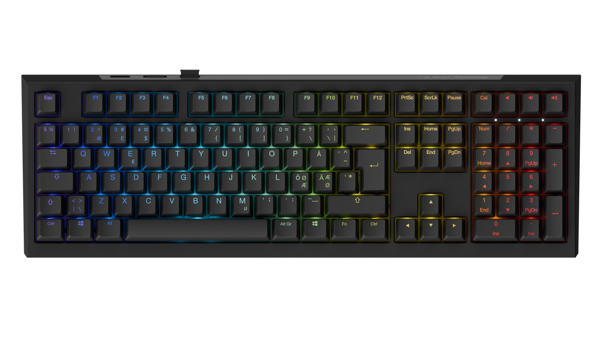 Ducky One X - Black Nordic - Fullsize 100% - Ducky Inductive Switch (analog) Tri-Mode (trådlös, BT, Sladd)