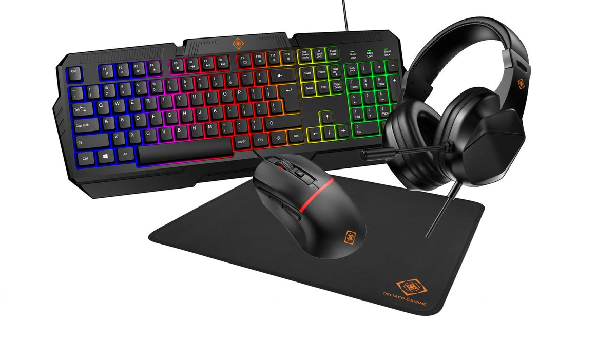 4-in-1 Gaming kit, US layout,Headset,Keyboard,Mice,Mousepad deltaco_gaming