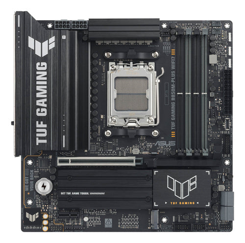 ASUS TUF GAMING B850M-PLUS WIFI7 – micro ATX AM5 bundkort – set ovenfra