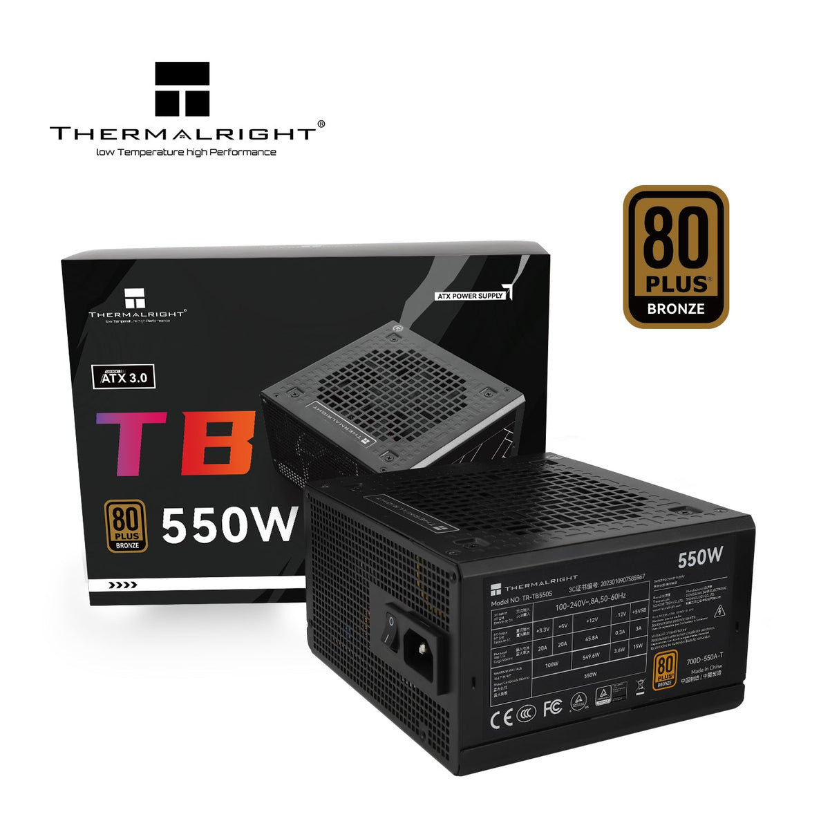 Thermalright TR-TB550S Svart - PSU, 80+ Brons, 550W