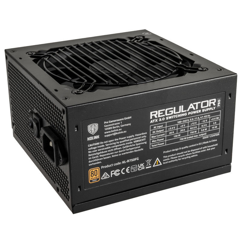 Kolink KL-R750FG PSU. Gen 5. Guld - 750W, ATX 3.0, 600W 12VHPWR