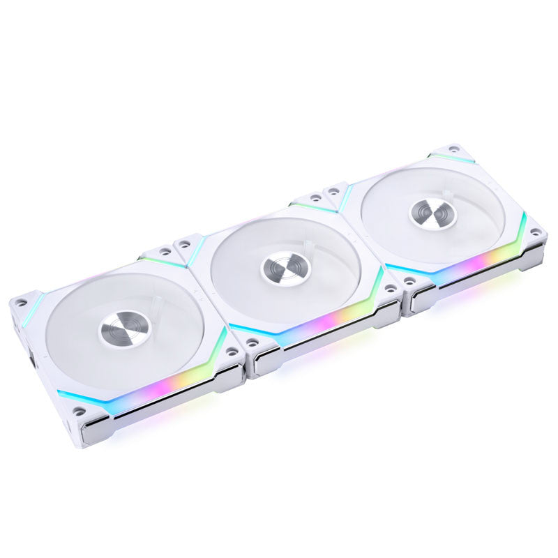 Lian Li UNI FAN SL V2 120 RGB PWM Fläkt 3-pack, vit - 120 mm, 28 mm ram