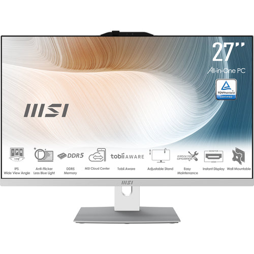 MSI Modern AM272P 1M-1426AT – hvid all-in-one med specifikationer på billedet