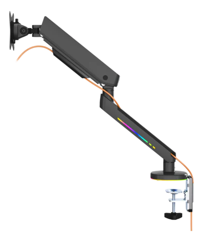 Premium RGB Single Monitor Arm, Fjärrkontroll, Svart