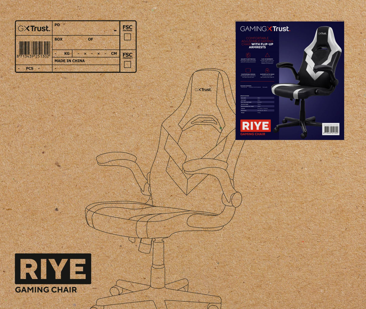 TRUST GXT703W RIYE SPELSTOL - VIT