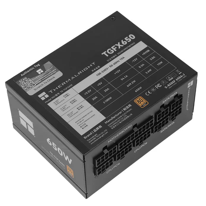 Thermalright TR-TGFX 650W, Svart, 80+ Guld Modulärt Nätaggregat. SFX