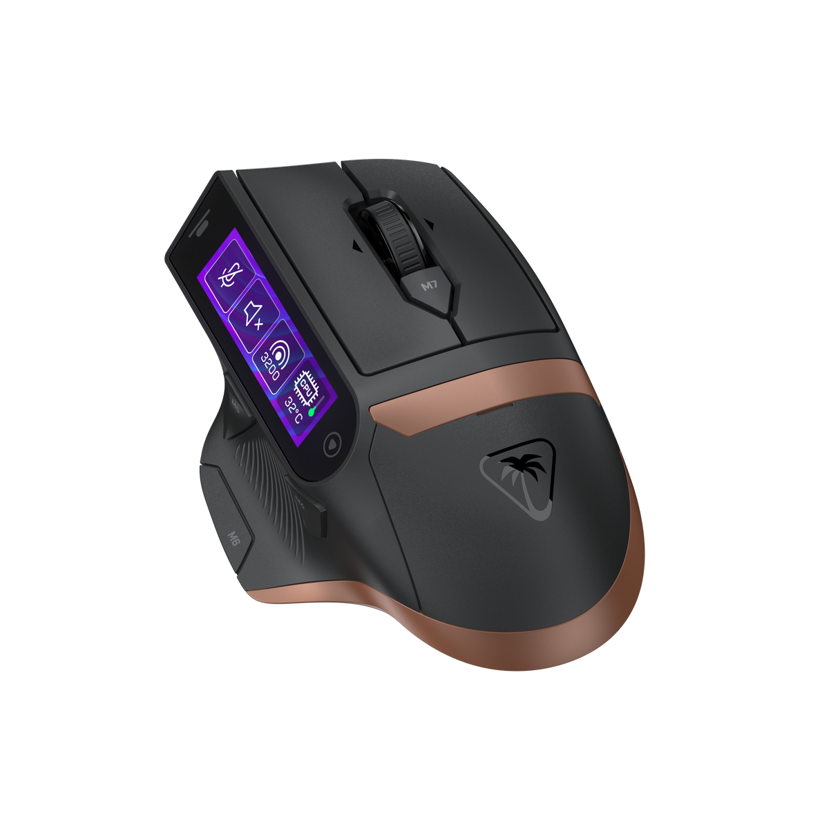 Turtle Beach Command MC7 – trådløs gamingmus med skærm – Sort mus med skærm på mørk baggrund