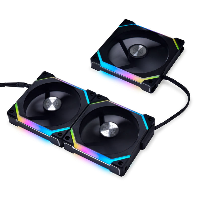 Lian Li UNI FAN SL V2 120 RGB PWM Fläkt 3-pack, svart - 120 mm, 28 mm ram