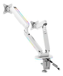 WA96 Premium Gaming Double Screen Arm RGB Light White