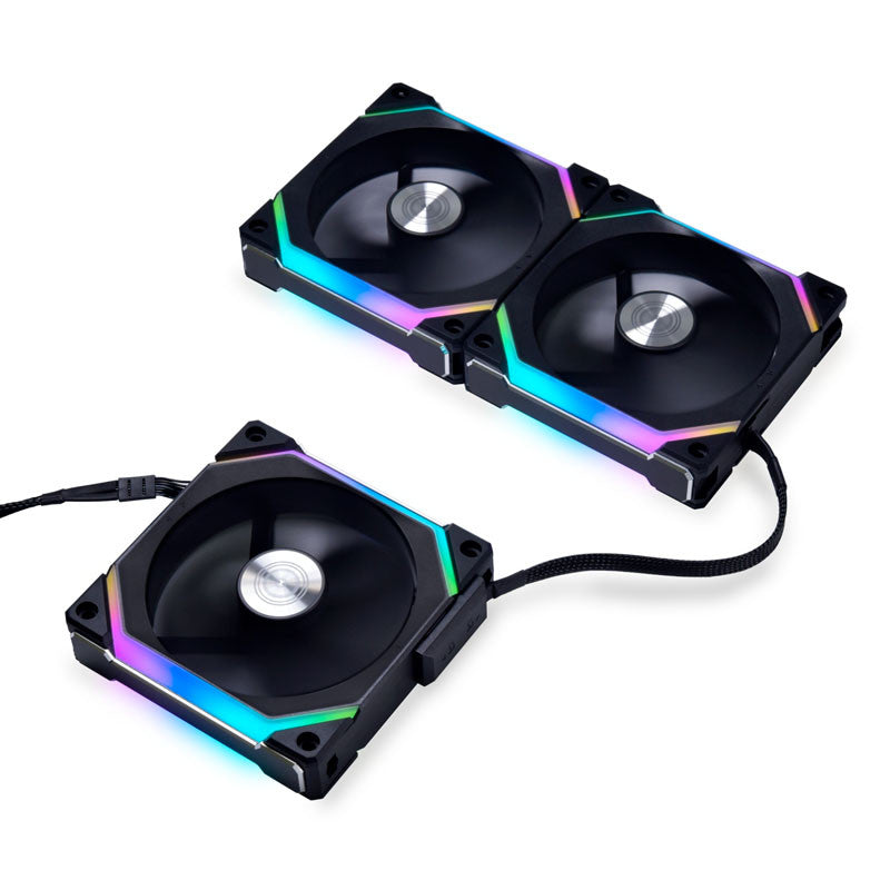 Lian Li UNI FAN SL V2 120 RGB PWM Fläkt 3-pack, svart - 120 mm, 28 mm ram