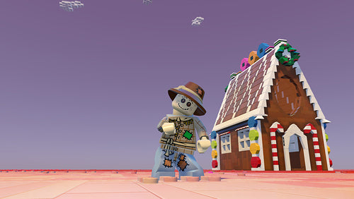 LEGO Worlds – LEGO-figur ved et honningkagehus