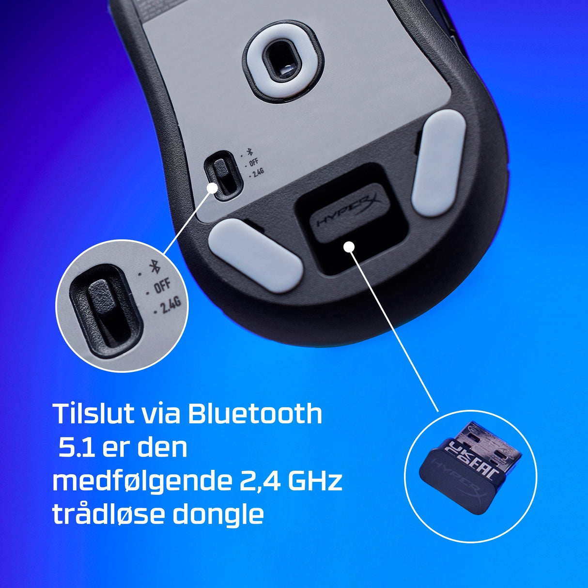 HyperX Pulsefire Haste 2 Mini Optisk Trådlös Kabel Svart