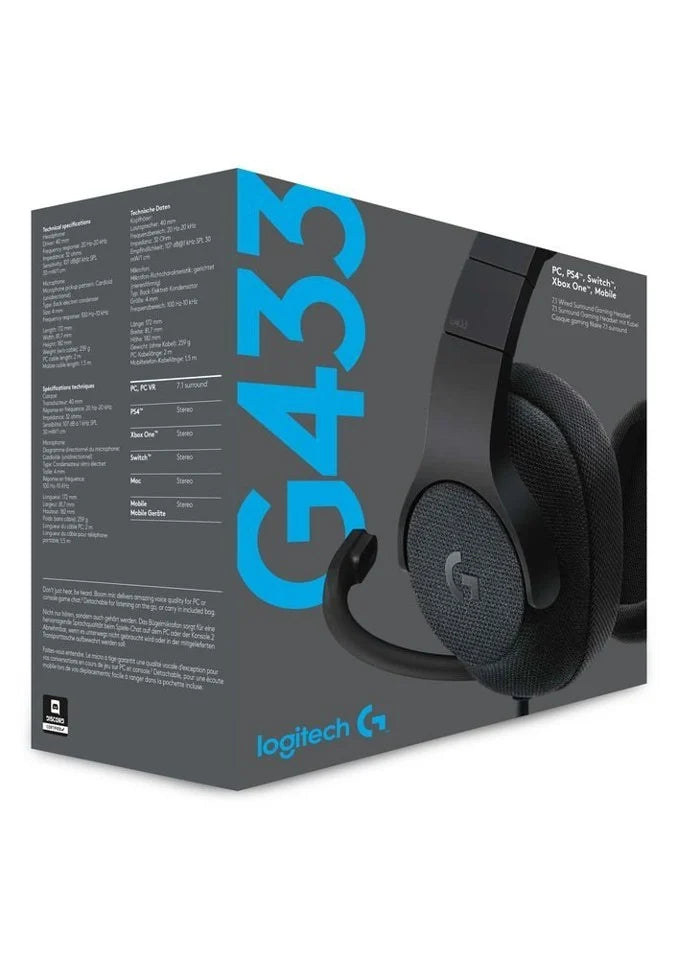 Logitech - G433 7.1 Surround Gaming Headset Svart