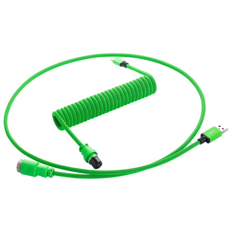 CableMod Pro Coiled Keyboard Kabel USB A Till USB Typ C, Viper Green - 150cm
