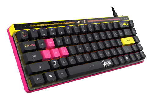 ASUS ROG Falchion Ace HFX ZywOo Edition – set skråt forfra (vinkel 2); tastaturlayout illustrativt