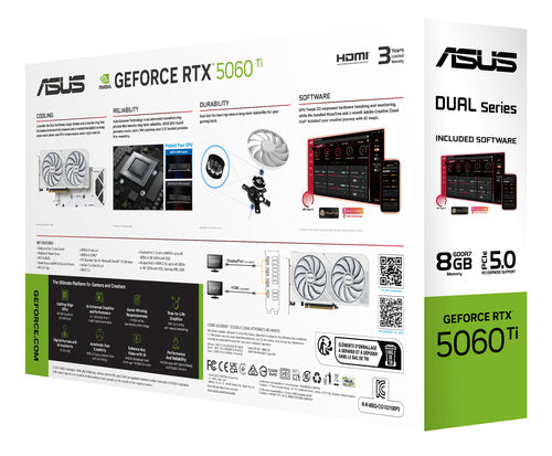 ASUS Dual -RTX5060TI-O8G-WHITE – emballage (vinkel 2)