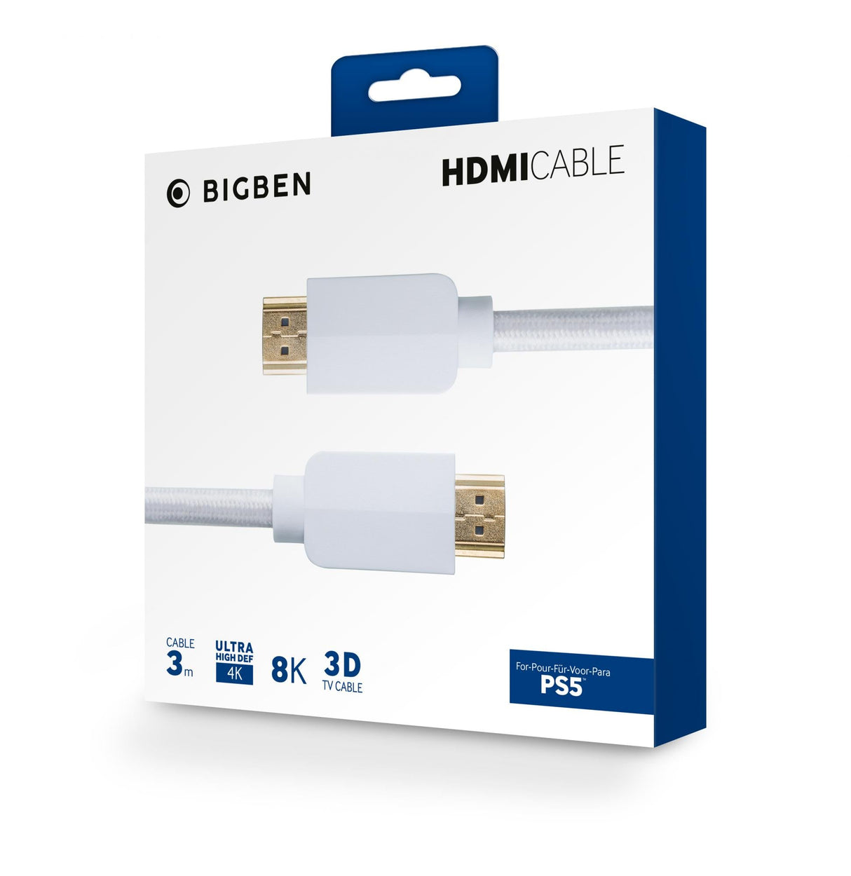 Nacon HDMI Cable 2.1 Braided, 8K - 3m, White Nacon