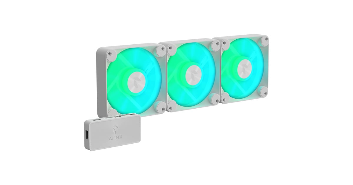 APNX 120mm fan, PWM ,ARGB , 3-pack, White