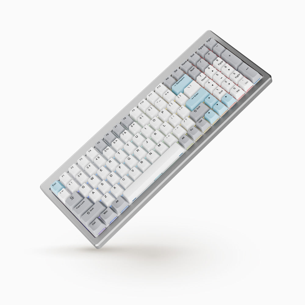 Ducky Cushion 98 - Silver - 98% - Shush Linear Switch - Alu - Nordic ISO - Tri-mode (Wireless, BT, USB) - DuckyHUB Config + VIA Support