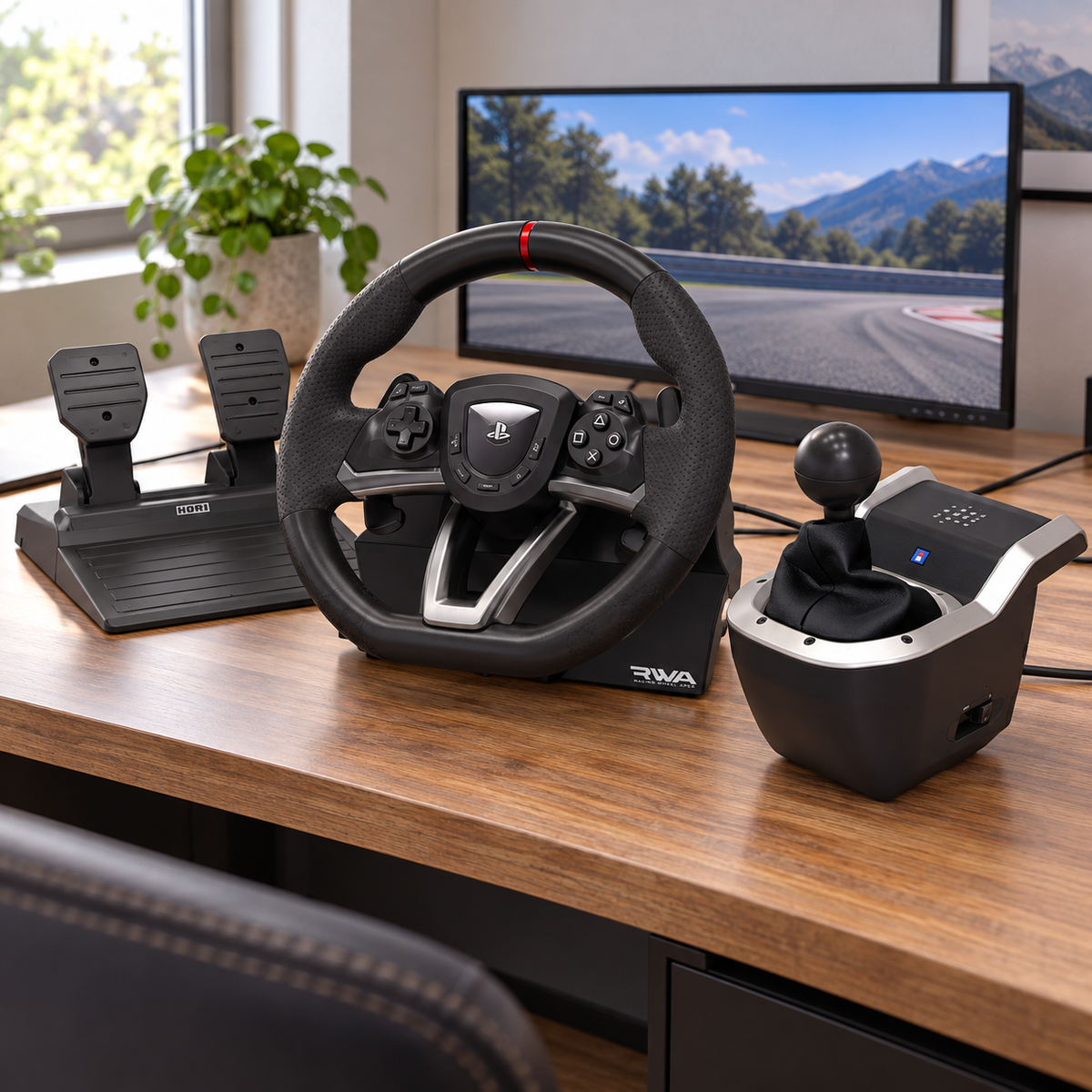 HORI Racing Wheel Apex + 7-Speed Racing Shifter pakke til PC – stemningsbillede