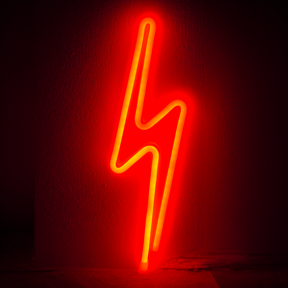Lightning Bolt Neon LED-lampa Röd