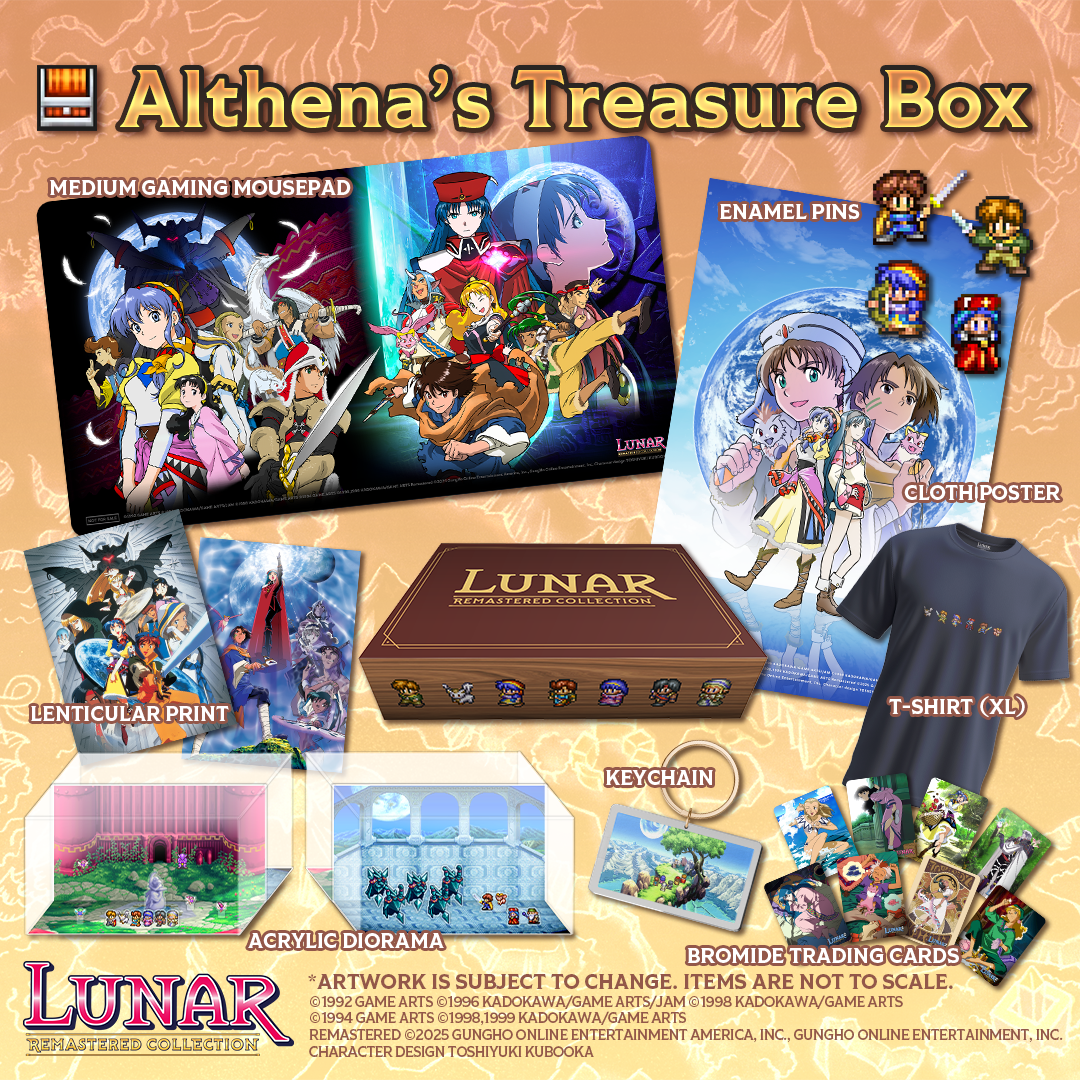 Althena’s Treasure Box – musemåtte, T-shirt XL, pins, kort og samlerindhold