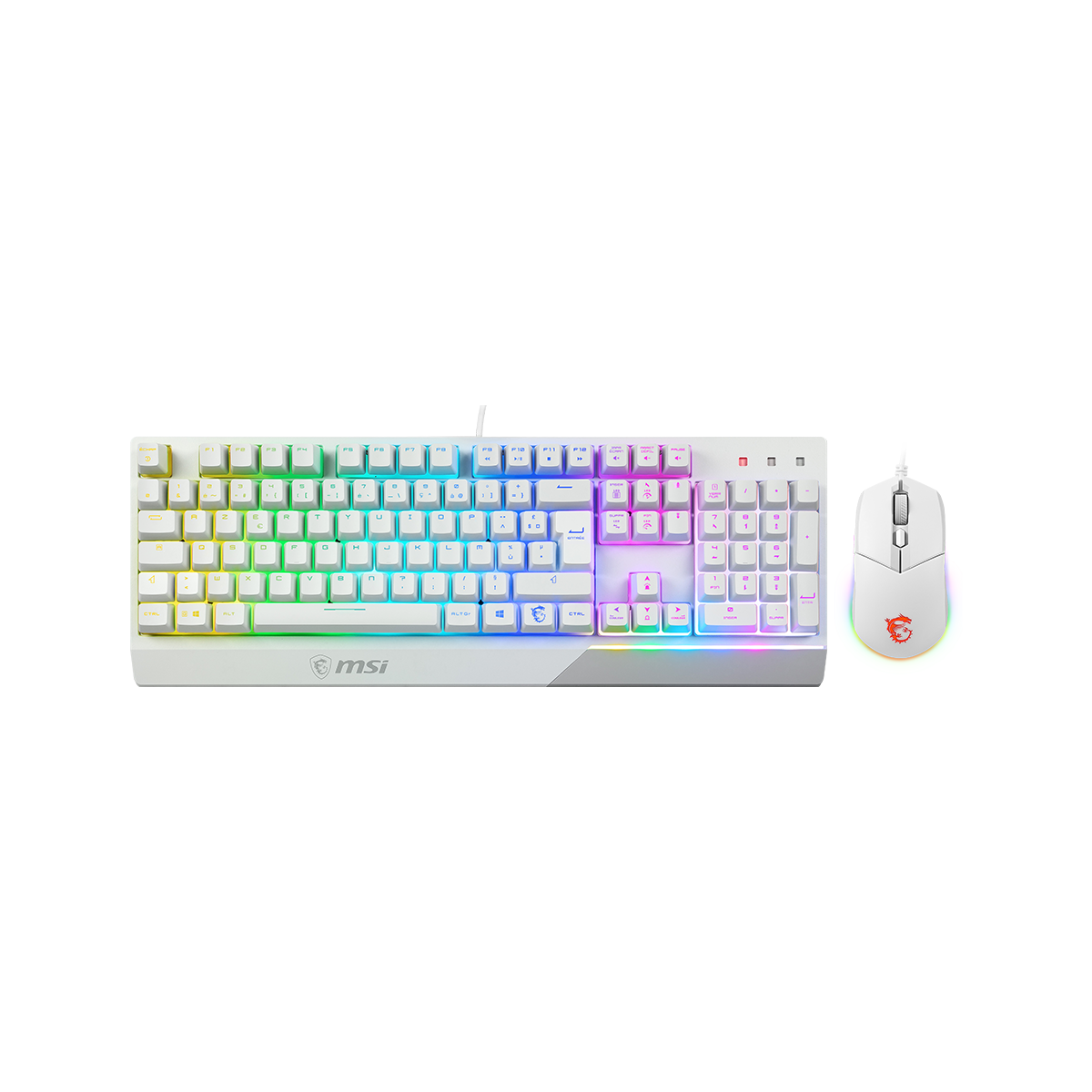 MSI Vigor GK30 Combo White med fransk AZERTY-layout og hvid GM11-mus