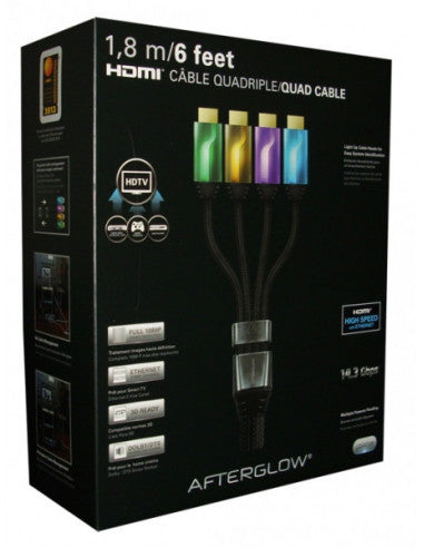 PDP Quad HDMI Cable 6' AfterGlow (Green/Gold/Lilac/Blue) PDP