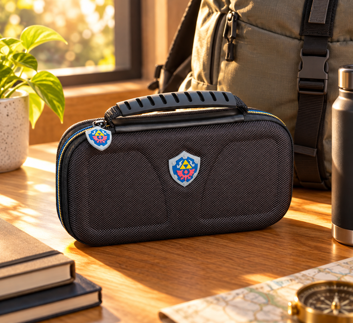 Nintendo Switch Lite Deluxe Travel Case – Zelda-logo i et inspirerende miljø