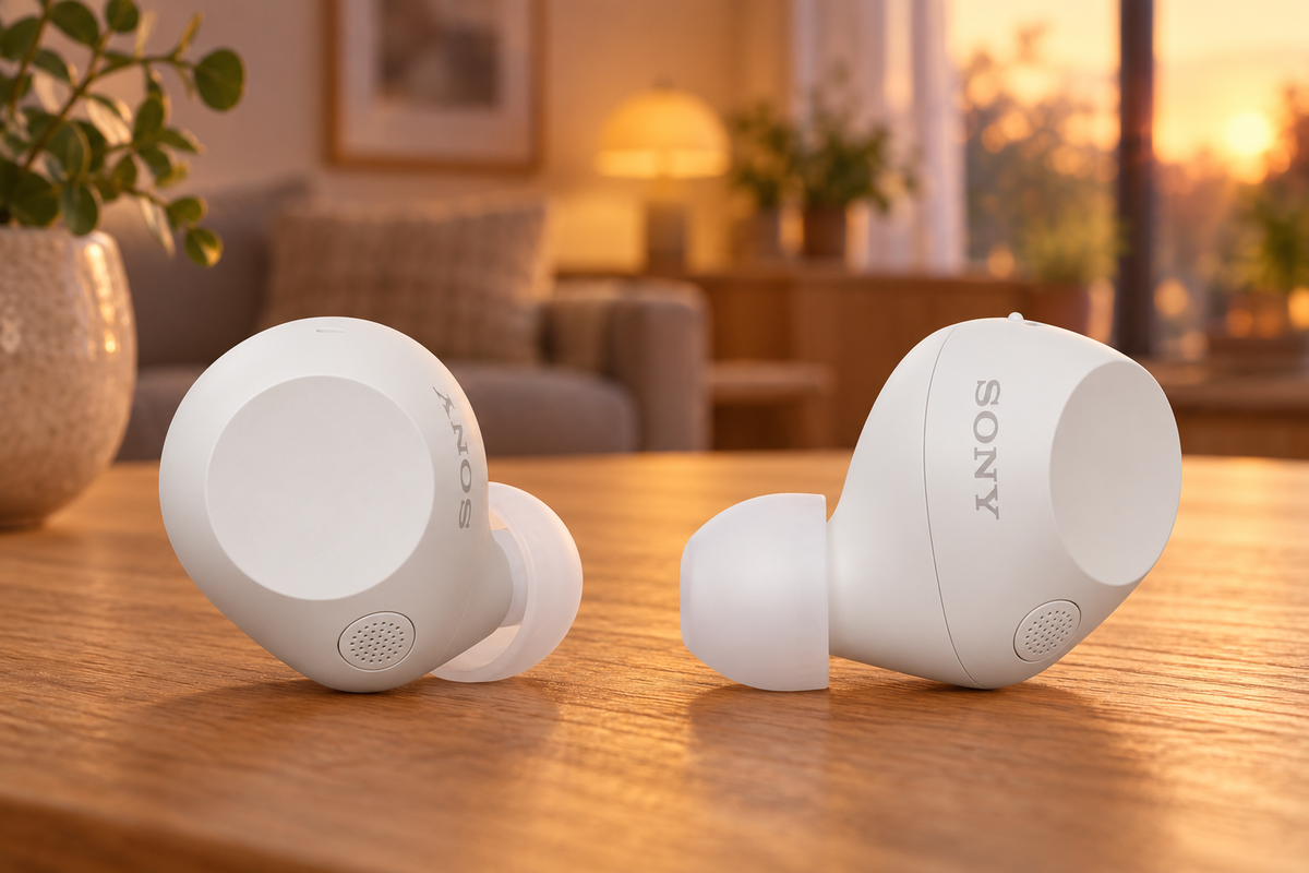 Sony WF-C710N – trådløse in-ear-øretelefoner med støjreduktion – hvid – stemningsbillede