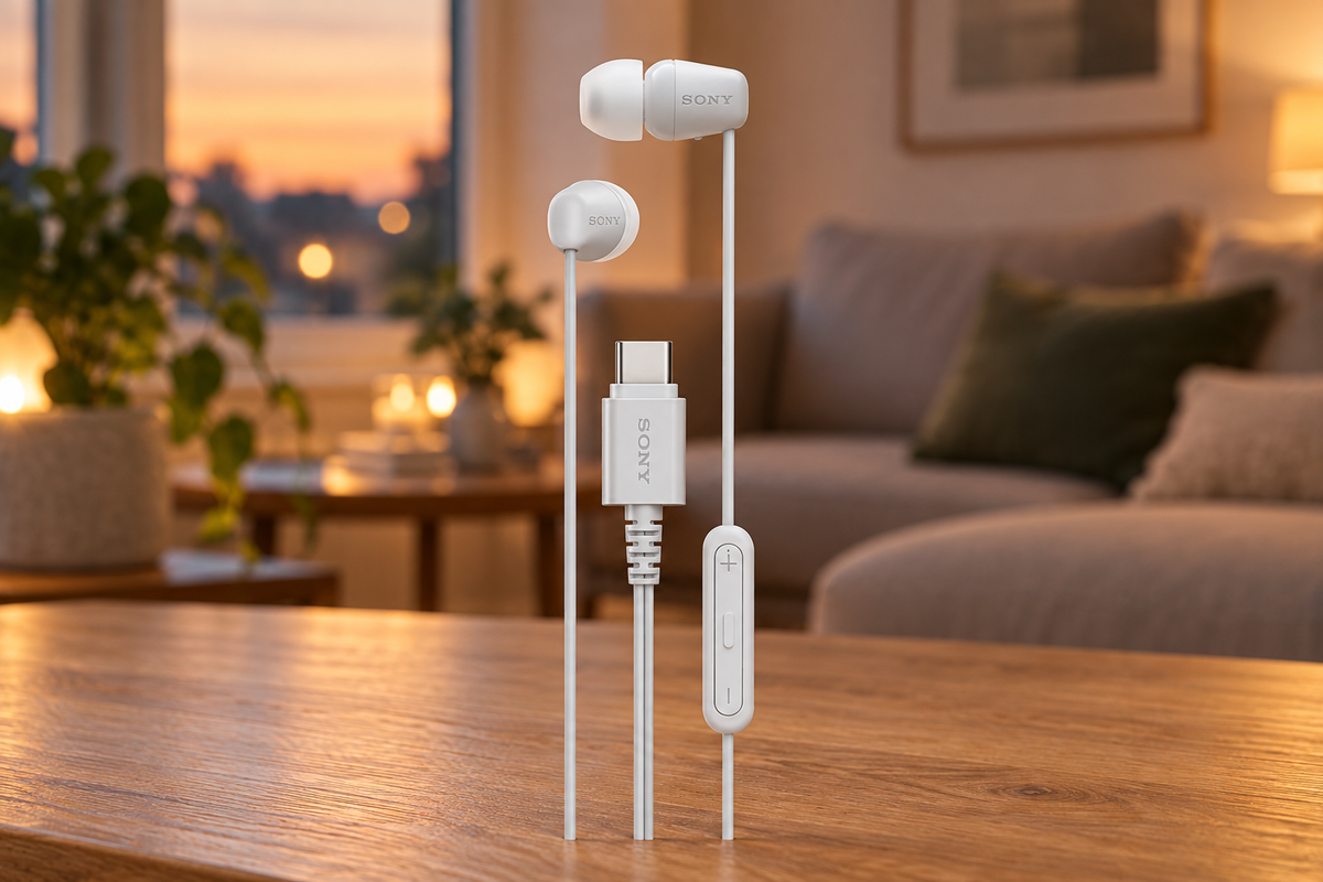 Sony IER-EX15C – øretelefoner med USB-C – hvid – stemningsbillede