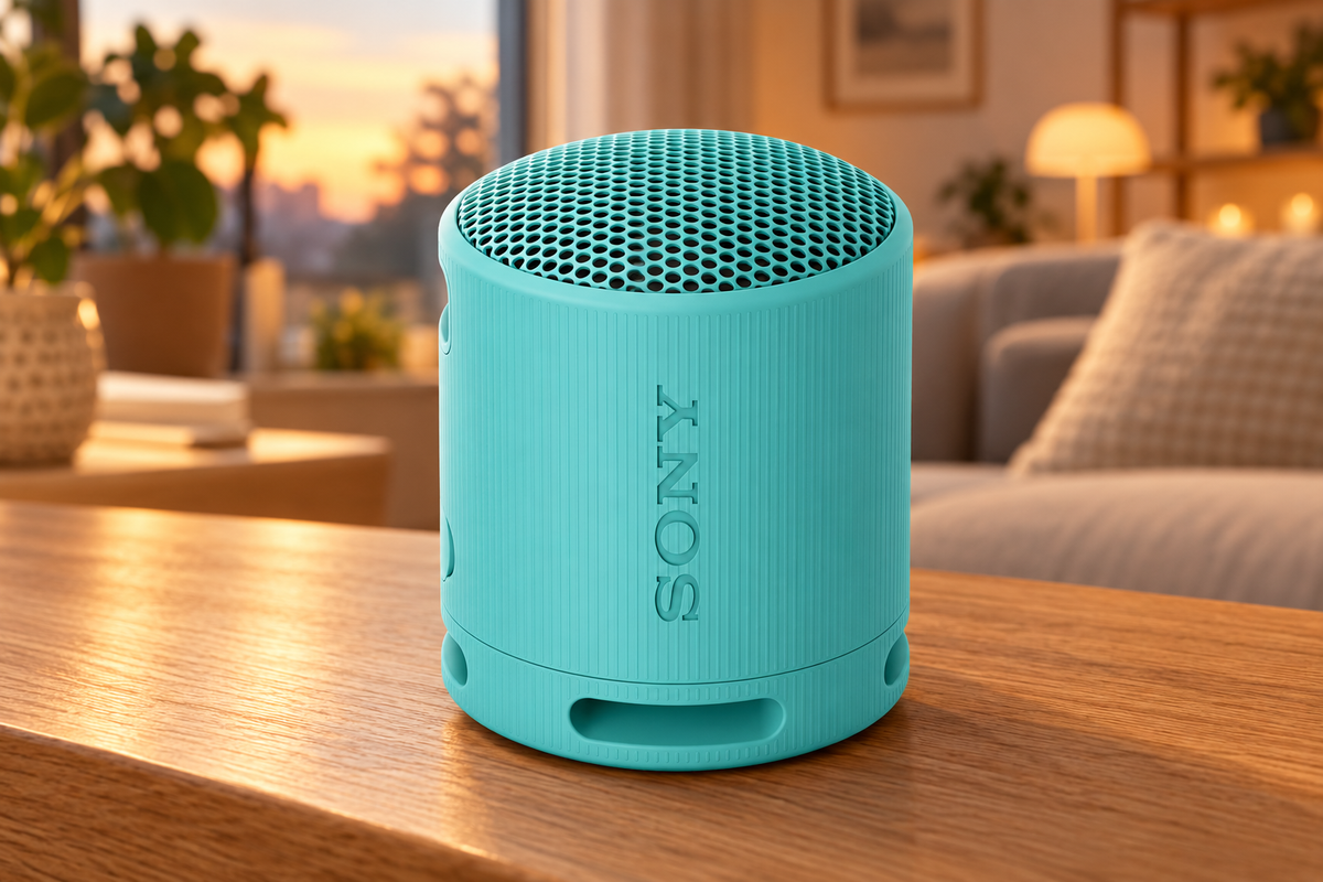Sony SRS-XB100 – bærbar Bluetooth-højttaler – blå – stemningsbillede