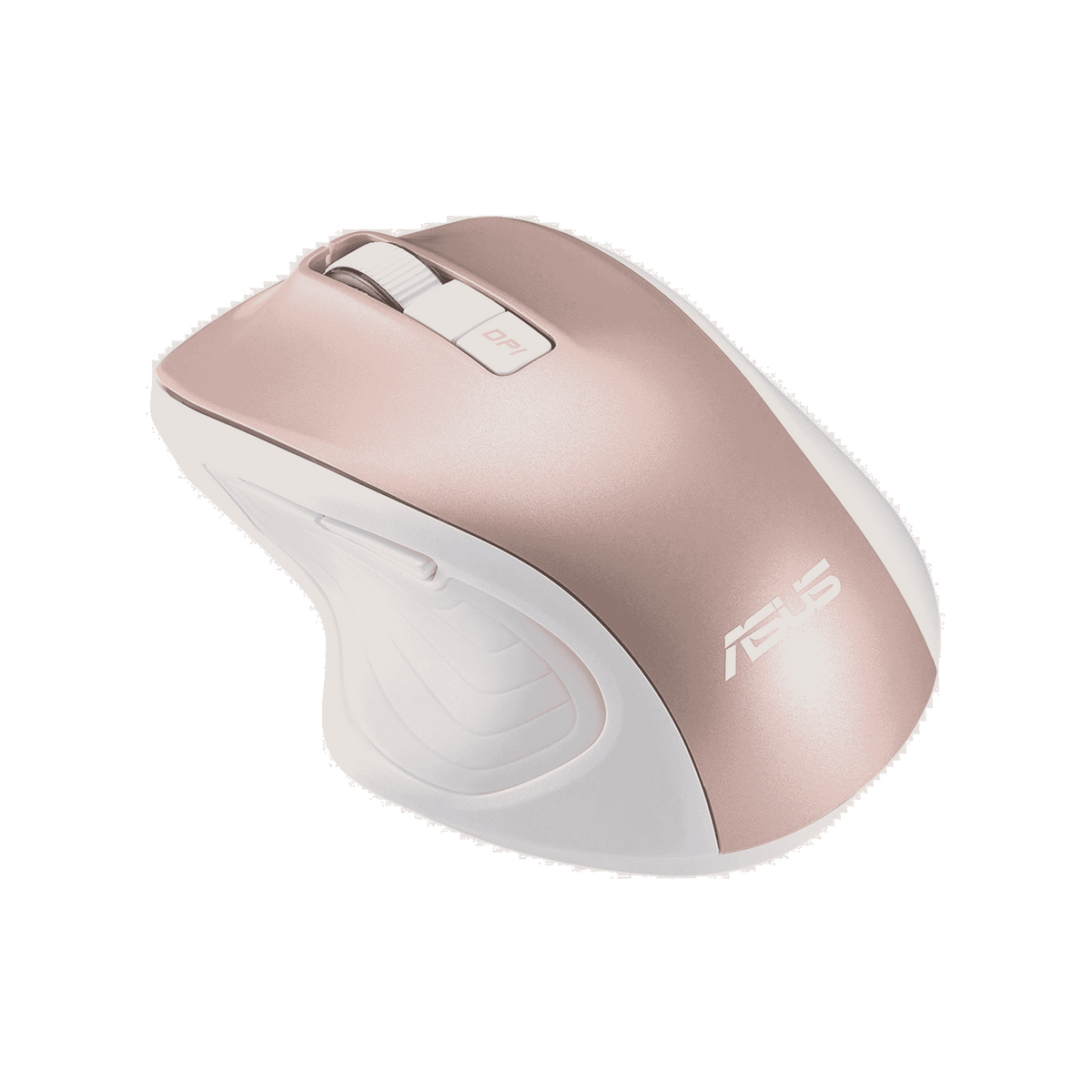 ASUS MW202 – rosaguld mus set skråt forfra