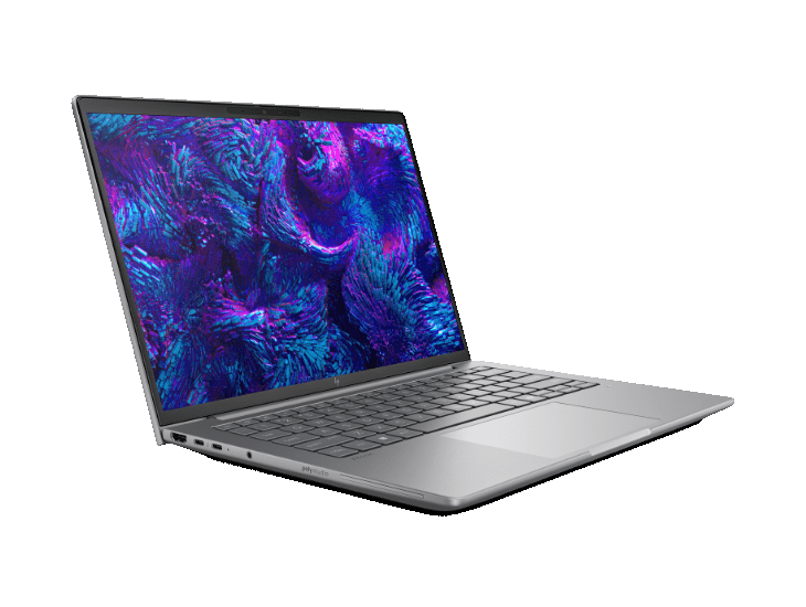 HP ZBook 8 G1i – 16" WUXGA, Ultra 7 265H, 64 GB, 2 TB – bærbar skråt forfra