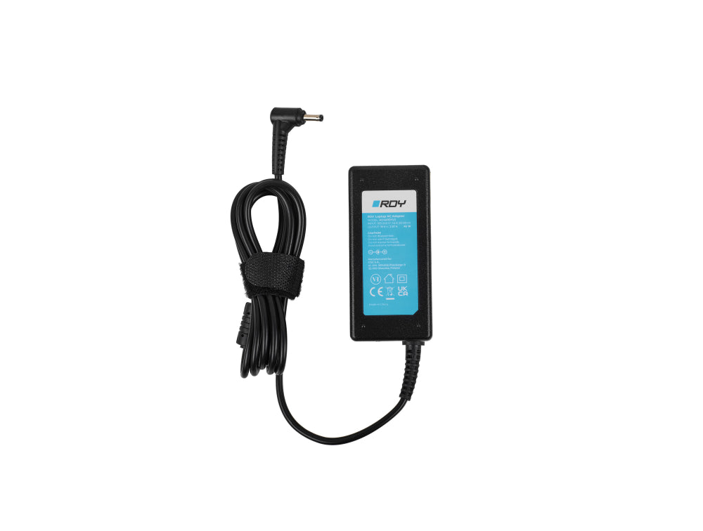 RDY AD40RDYV2 – bagside med mærkat og fast DC-kabel
