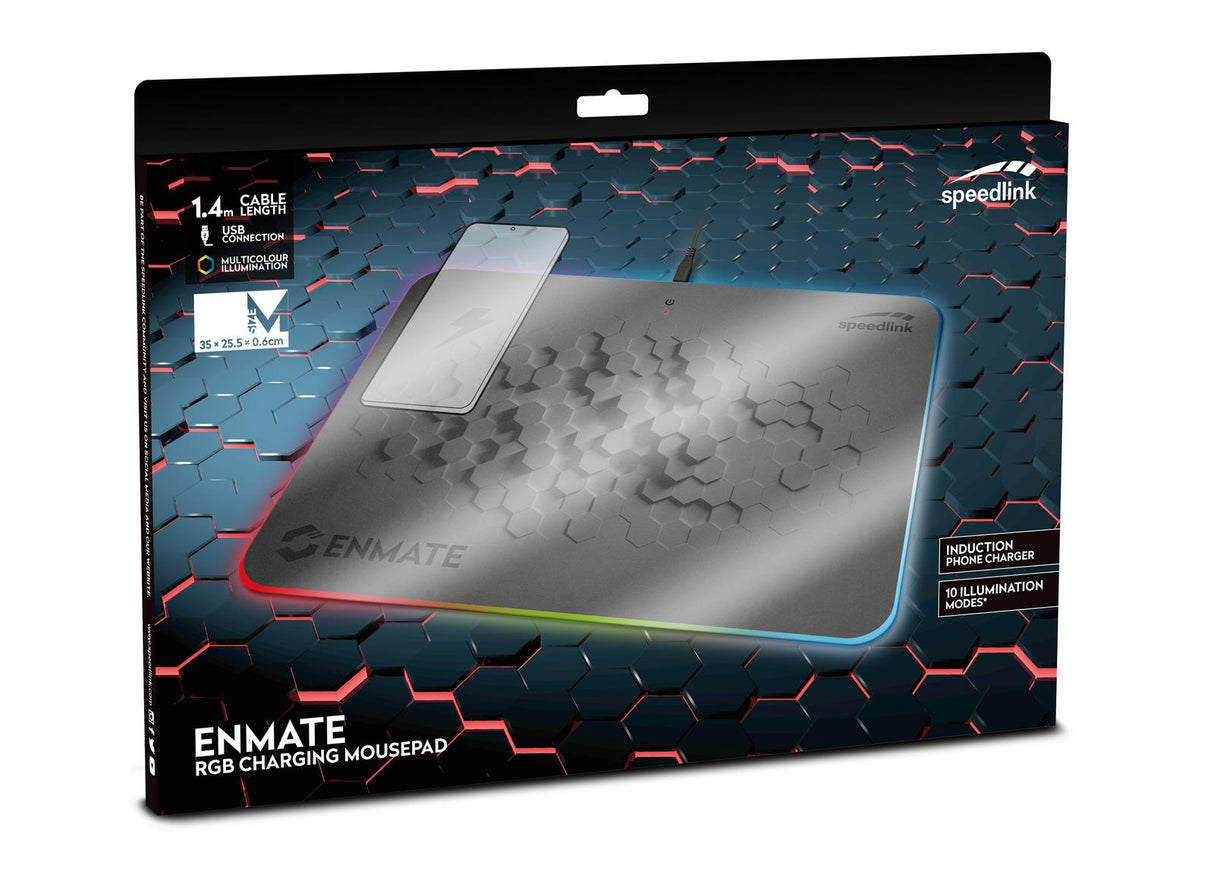 SpeedLink - ENMATE RGB Laddningsmusmatta, grå