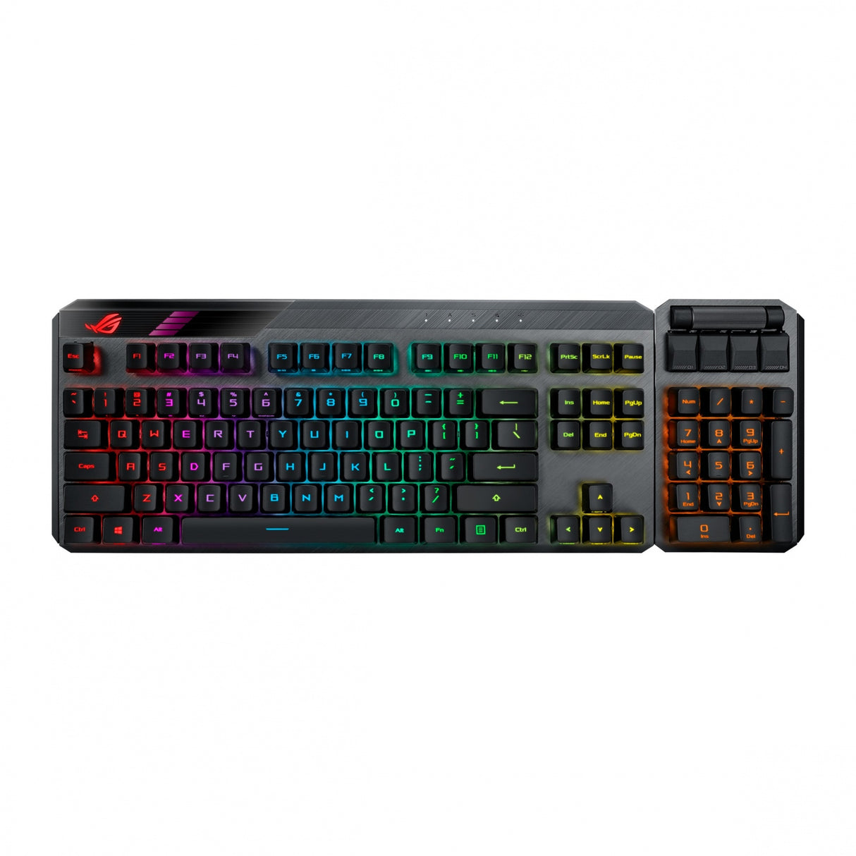 ASUS ROG Claymore II trådlöst speltangentbord med ROG RX optiska brytare, avtagbar numerisk knappsats